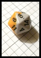 Dice : Dice - 20D - Chessex Half and Half Orange and White with Black Numerals - Gen Con Aug 2012